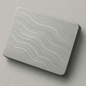 Flow lines defect on injection molded plastic part showing wavy surface patterns.