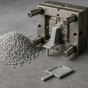 ABS resin pellets used for injection molding, showing material texture and base polymer appearance