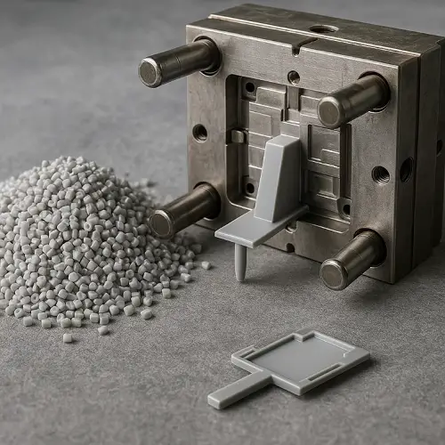 ABS resin pellets used for injection molding, showing material texture and base polymer appearance 
