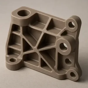 complex injection-molded PEEK structural component with ribbed geometry and high-performance polymer characteristics