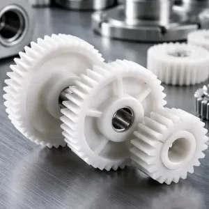 POM injection molded plastic gears used in precision mechanical assemblies