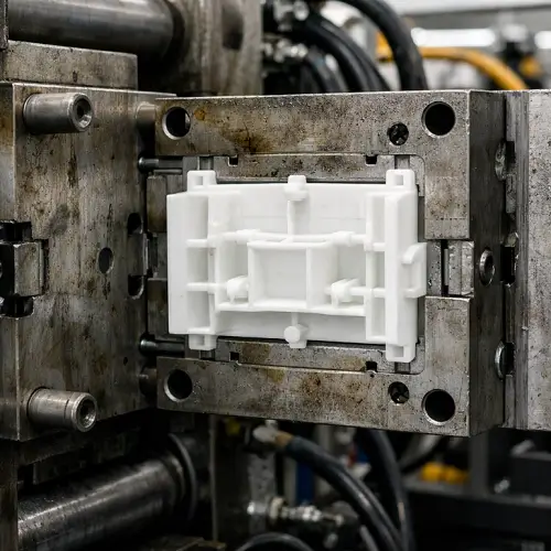ps injection molding process with open mold during production
