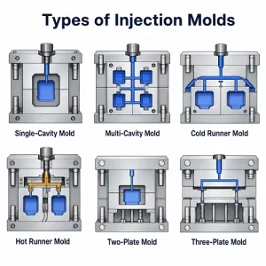 Types of injection molds diagram