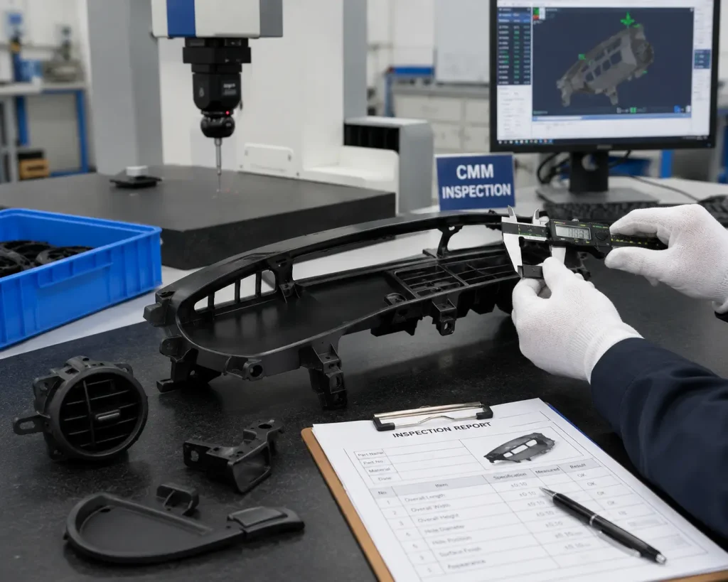 Quality control for automotive plastic parts.