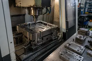 Injection mold fabrication in CNC machining.