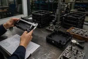 Quality inspection of molded plastic parts.