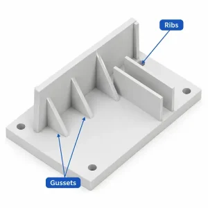 Plastic rib and gusset design
