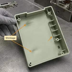 Shrinkage on an injection molded plastic housing