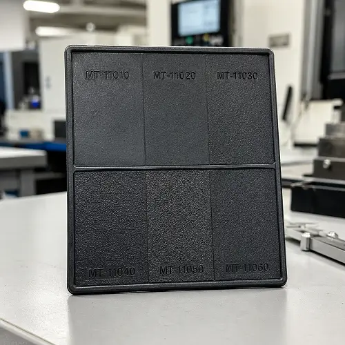 Mold-Tech texture sample plate showing MT-11010 to MT-11060