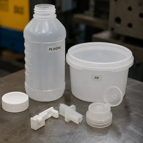 Polypropylene and polyethylene injection molded parts compared